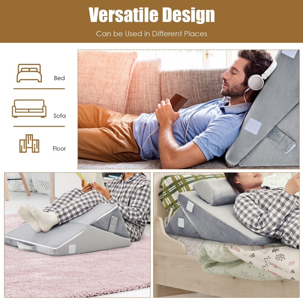 Memory Foam Wedge Pillows with Head Support for Sleeping and Sitting