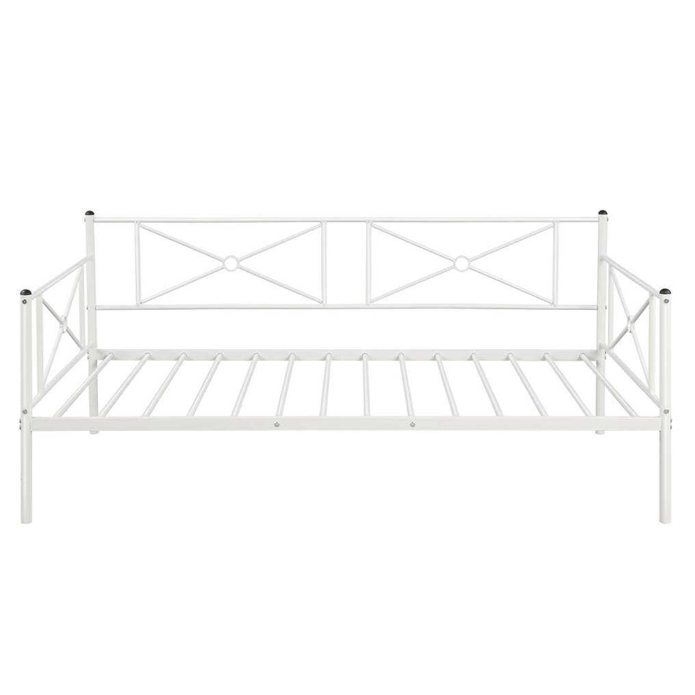 Metal Daybed Twin Bed Frame w/ Headboard, Stable Steel Slats Support