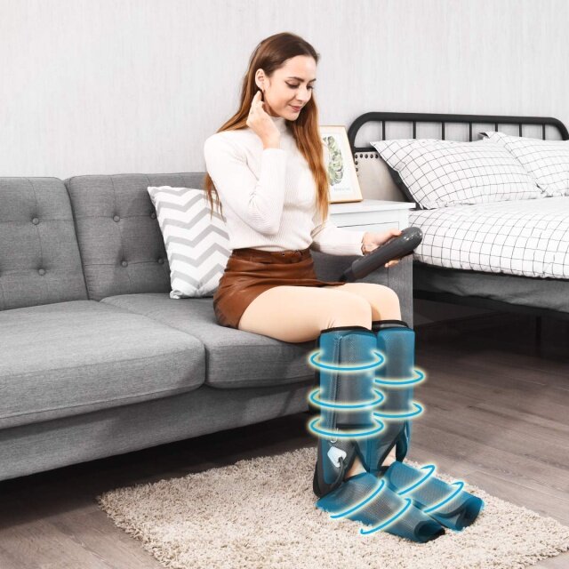 Air Compression Leg Massager Wraps Foot and Calf Massage with Handheld Controller
