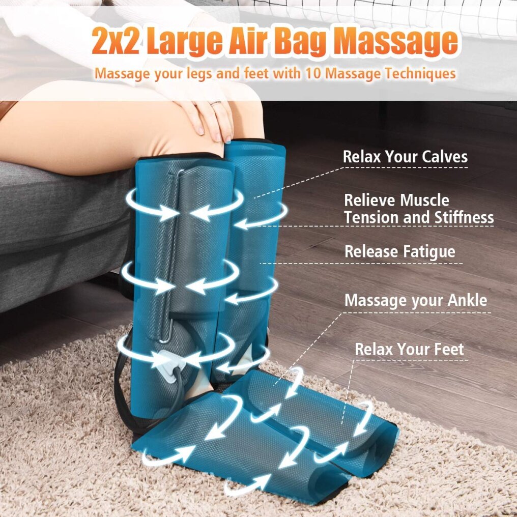 Air Compression Leg Massager Wraps Foot and Calf Massage with Handheld Controller