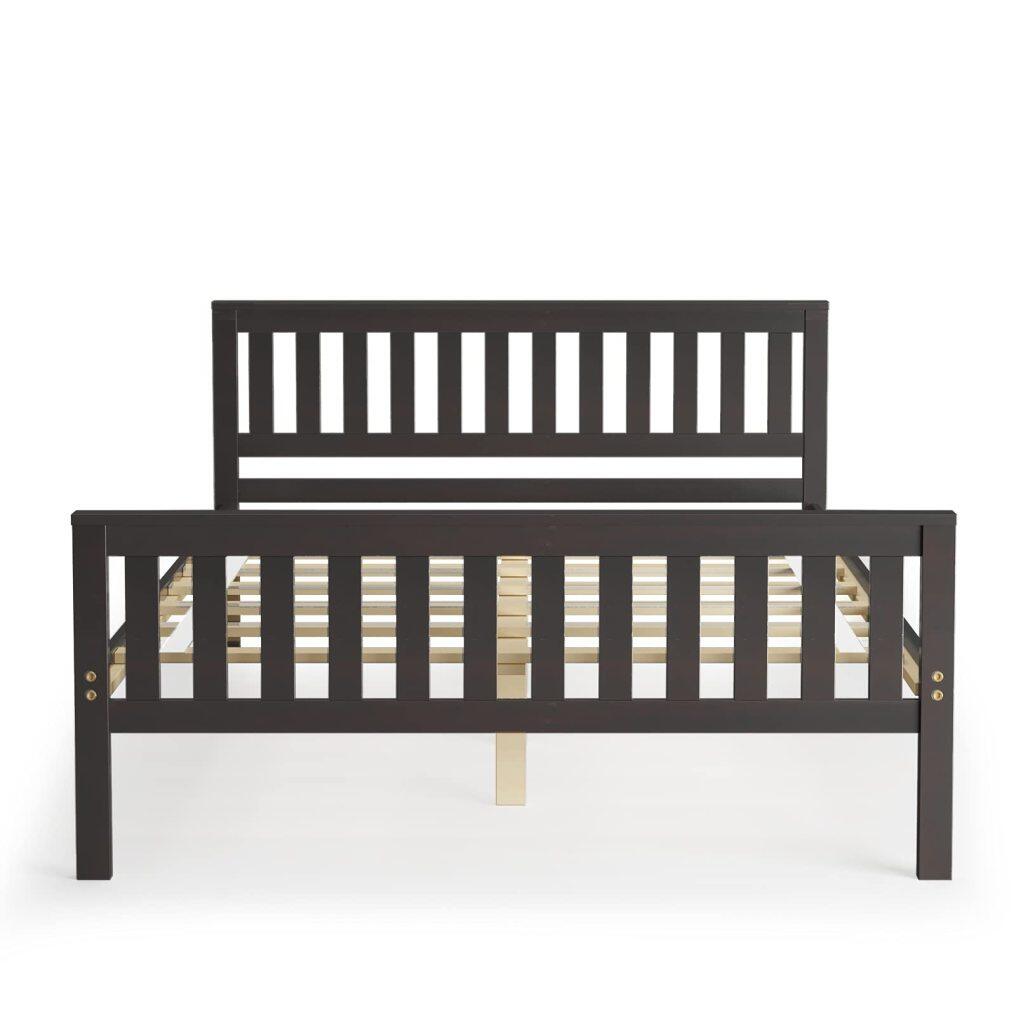 Full/Queen/Twin Bed Frame, Wood Platform Bed with Headboard, 12 Inch
