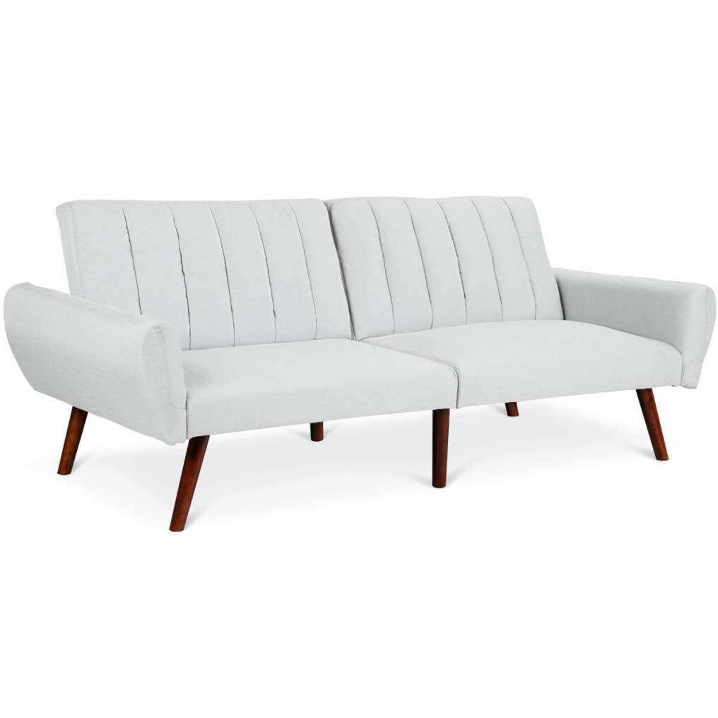 Premium Linen Futon  Folding Sofa Bed Couch w/ 5 Position Recline Angles