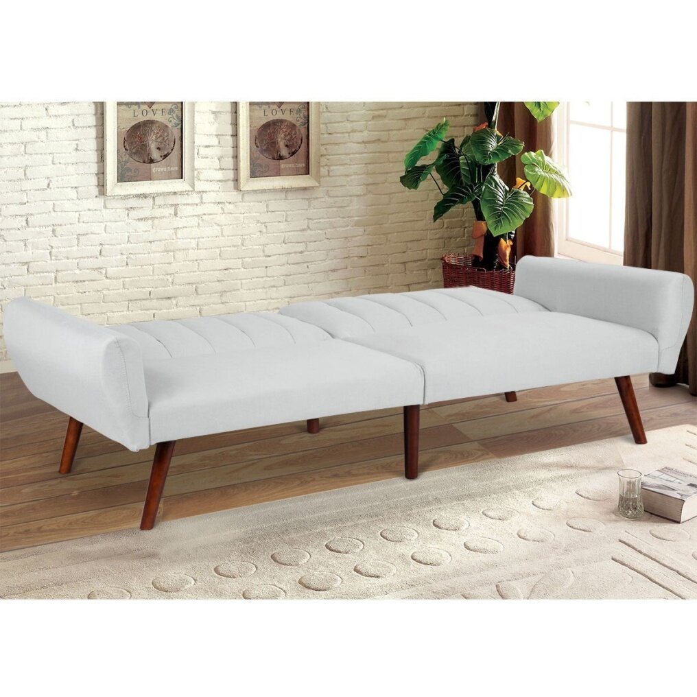 Premium Linen Futon  Folding Sofa Bed Couch w/ 5 Position Recline Angles