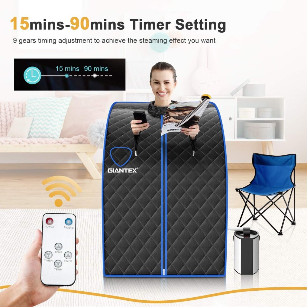 Portable 3L Personal Therapeutic Sauna Temperature & Timer Adjustable W/Chair