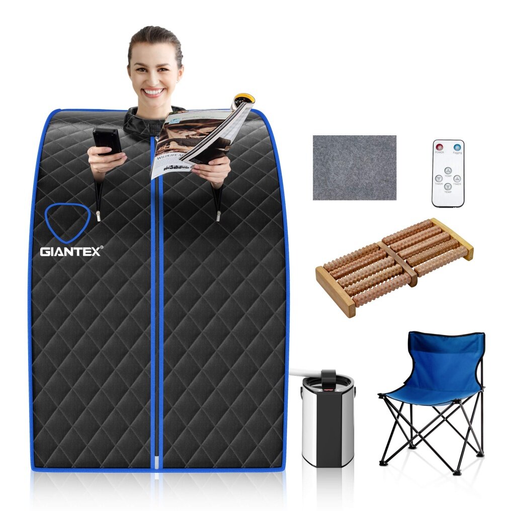 Portable 3L Personal Therapeutic Sauna Temperature & Timer Adjustable W/Chair
