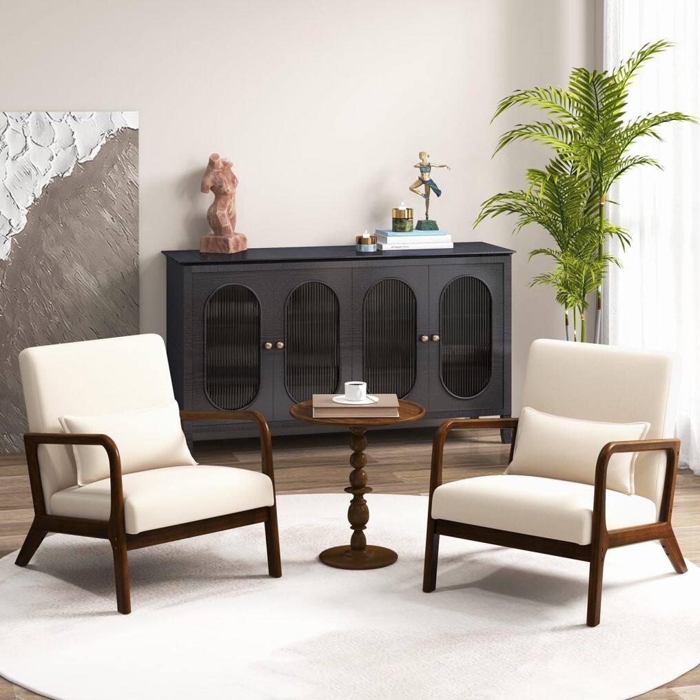 KOMFOTT Mid Century Modern Chair, Indoor Living Room Leisure Accent Chair with Cushioned Seat & Back