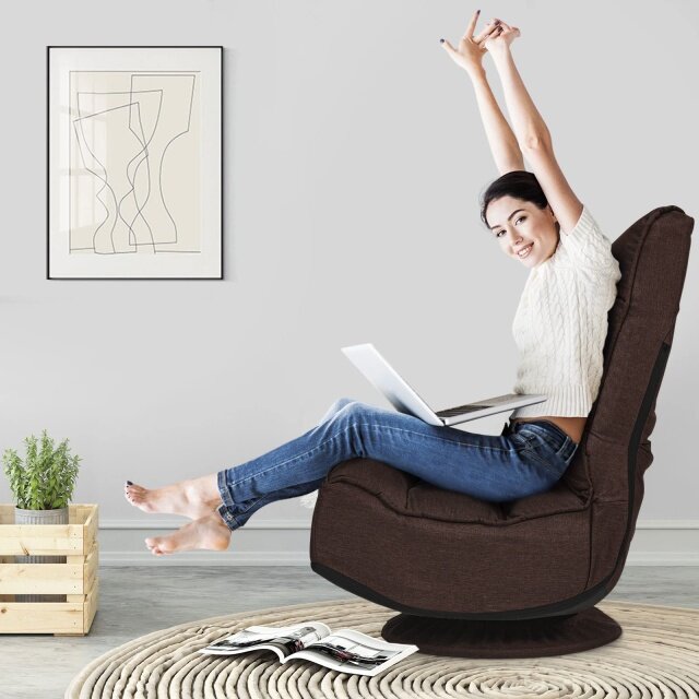 Komfott 360 Degree Swivel and 6 Position Adjustable Folding Floor Chair