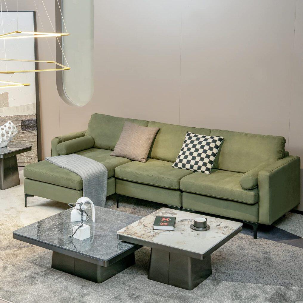 Modern Accent Sofa w/Comfy Cushion Bolster for Bedroom Reception Room