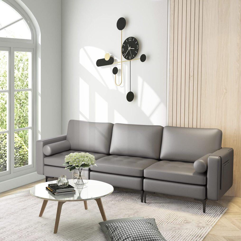 Modern Accent Sofa w/Comfy Cushion Bolster for Bedroom Reception Room