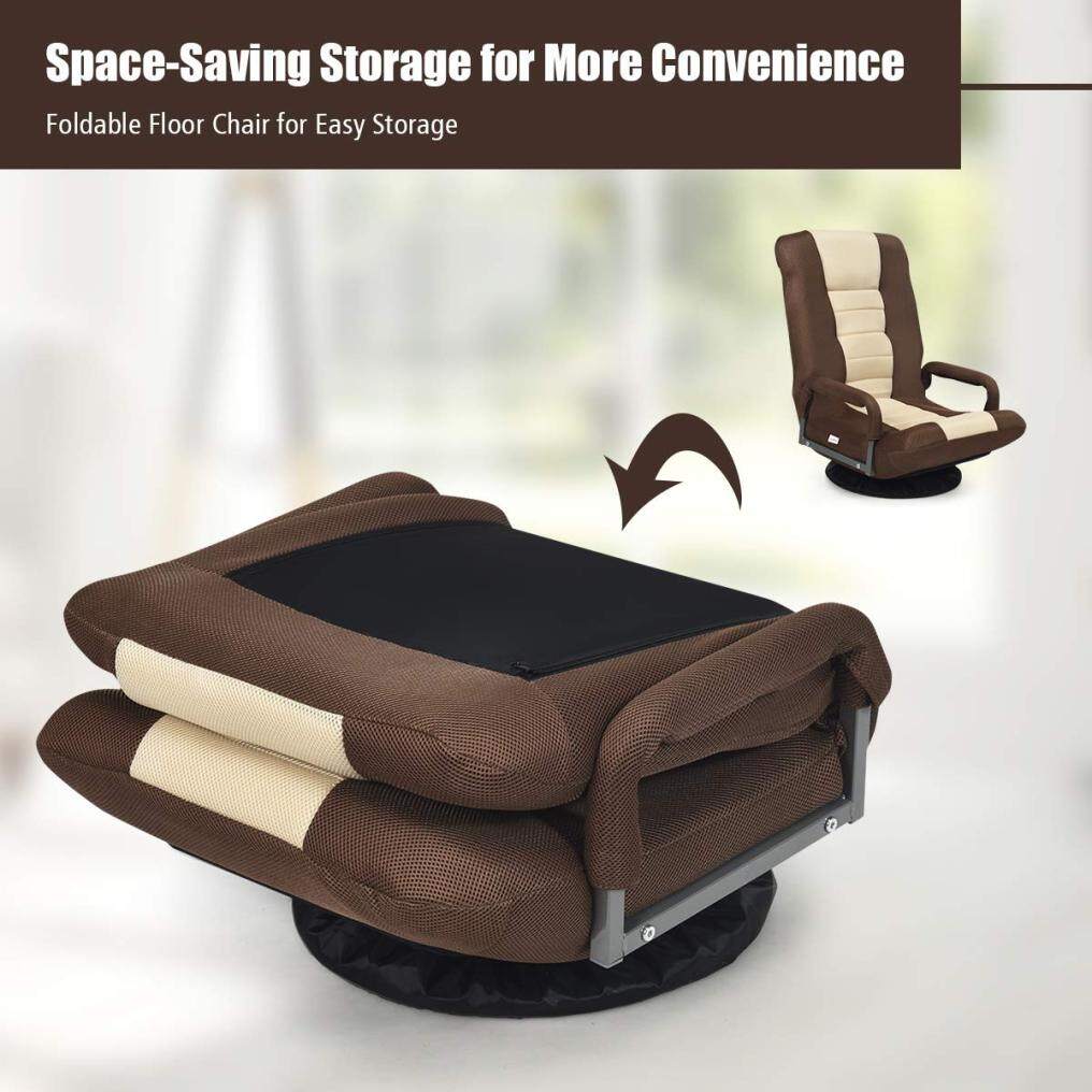 360-Degree Swivel Gaming Floor Chair With Foldable Adjustable Backrest