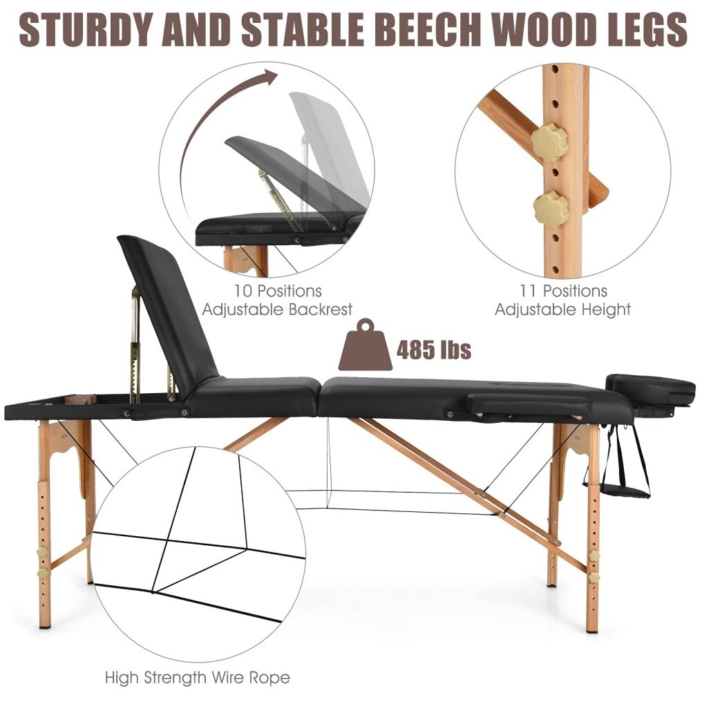 Professional Massage Bed Height Adjustable with Carry Case