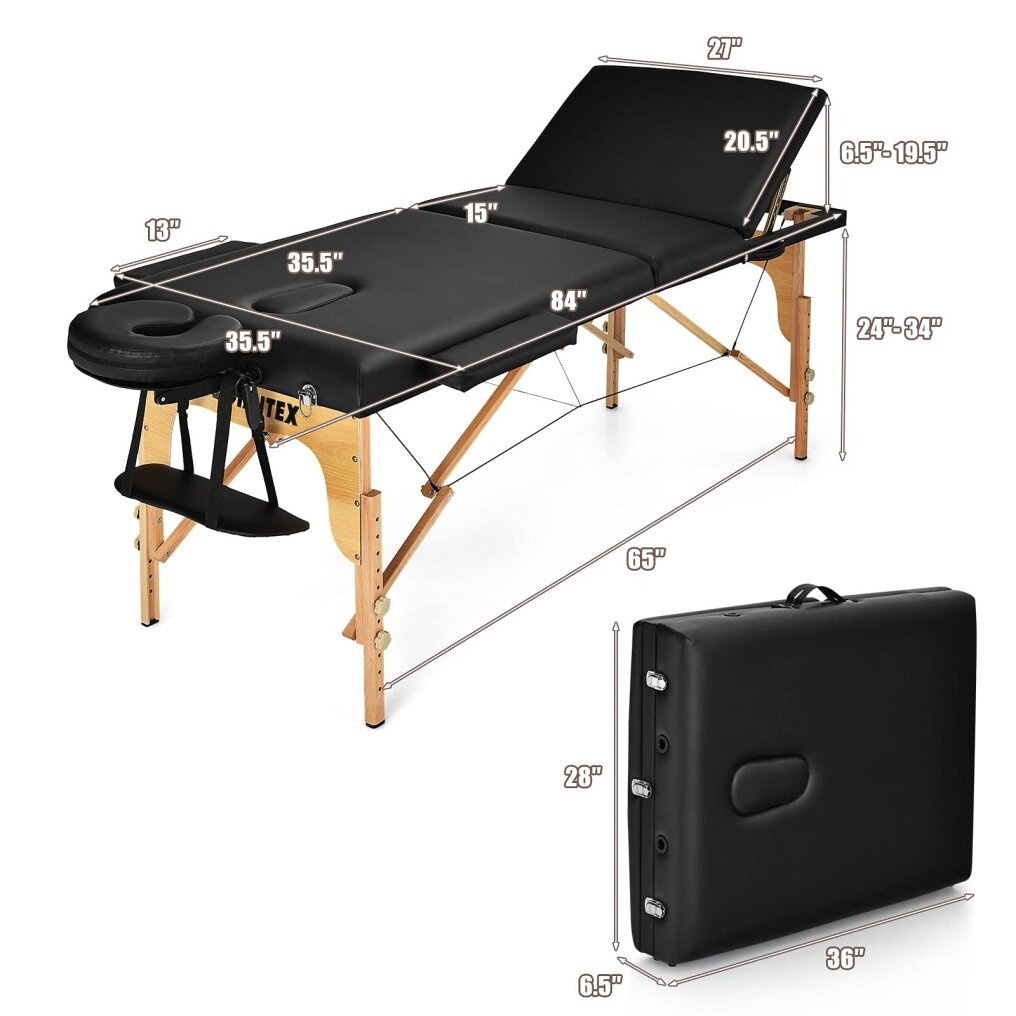Professional Massage Bed Height Adjustable with Carry Case