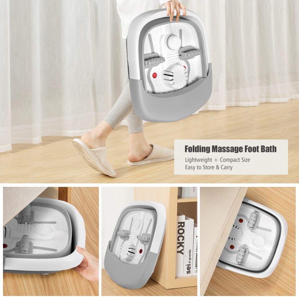 Foldable Foot Soaking Tub with Rollers Pumice Stone Scrub Brush