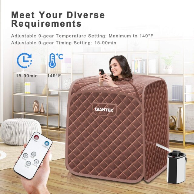 Portable 3L Therapeutic Steam Sauna with Blast-Proof Remote Control, 9-Level Adjustable Temperature & Timer