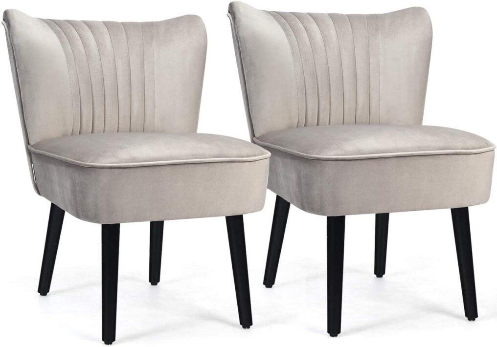 Set of 2 Upholstered Modern Leisure Velvet Accent Chair w/ Adjustable Foot Pads