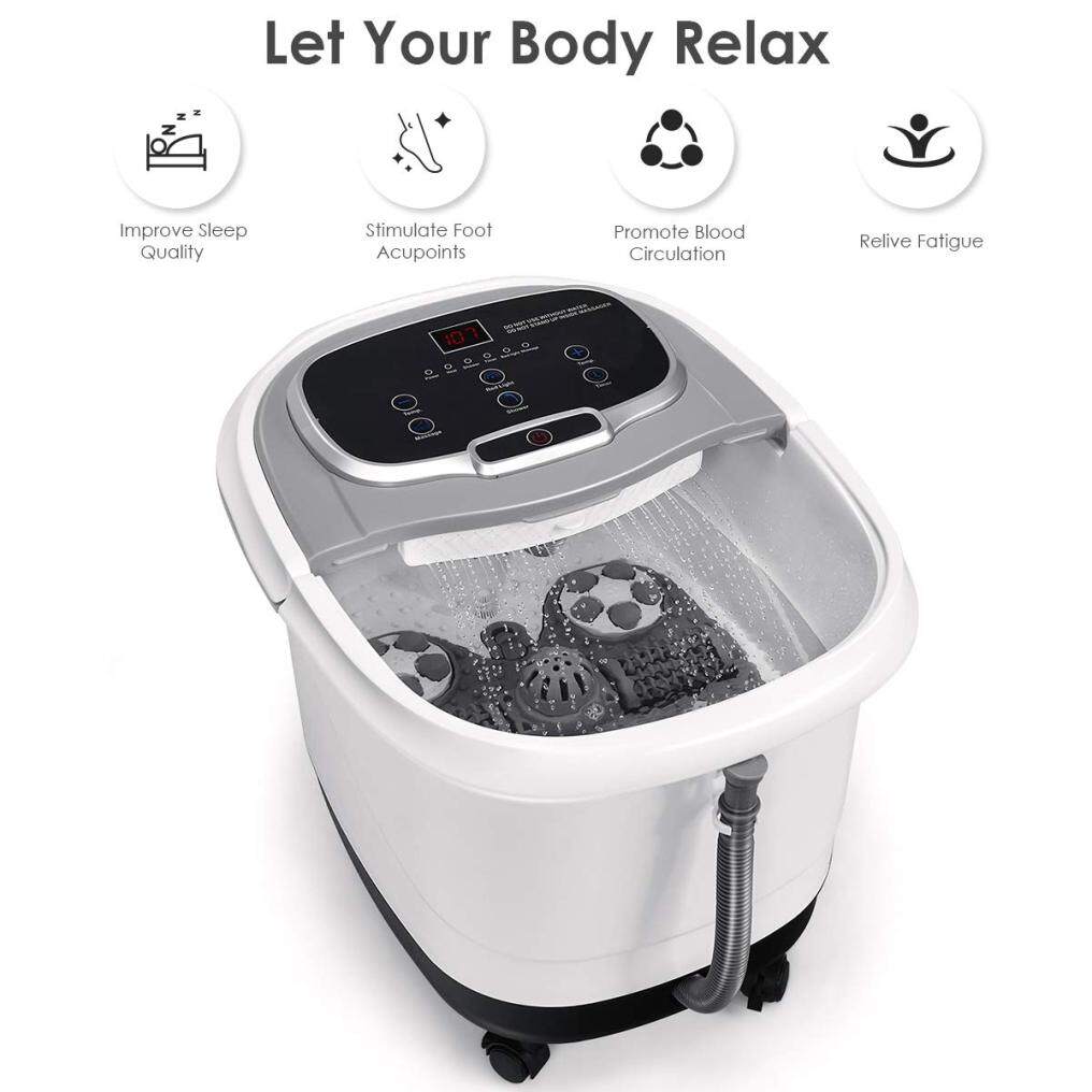 Foot Spa Bath Massager w/Heat and Motorized Shiatsu Massage Balls & 2 Maize Rollers