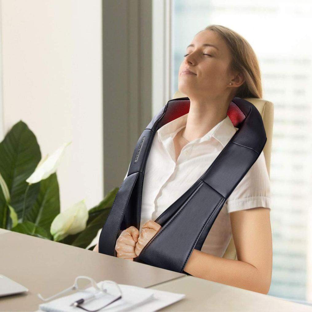 Komfott Shiatsu Neck Back Massager with Heat, Electric 3D Kneading Massage Pillow for Neck