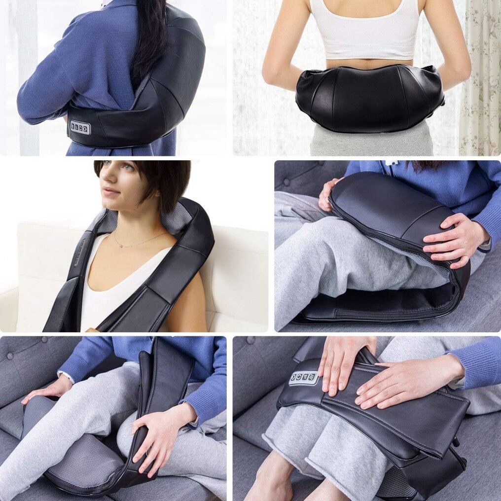 Komfott Shiatsu Neck Back Massager with Heat, Electric 3D Kneading Massage Pillow for Neck