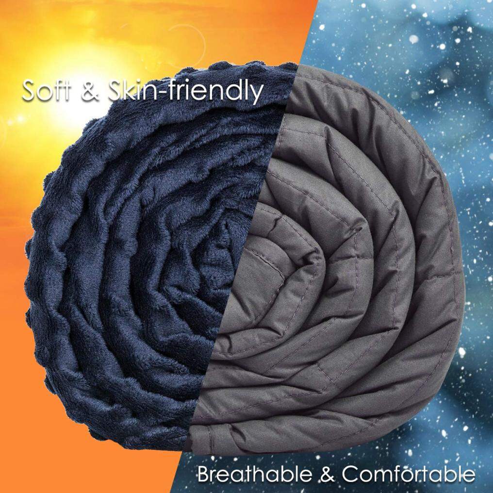 Kids/Adult Weighted Blanket with Removable Cover, 100% Cotton/Minky Fabric
