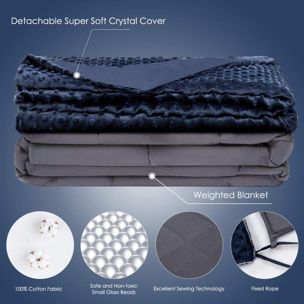 Kids/Adult Weighted Blanket with Removable Cover, 100% Cotton/Minky Fabric