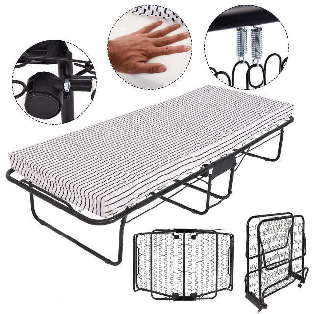 75" x 31" Folding Guest Bed with Foam Mattress