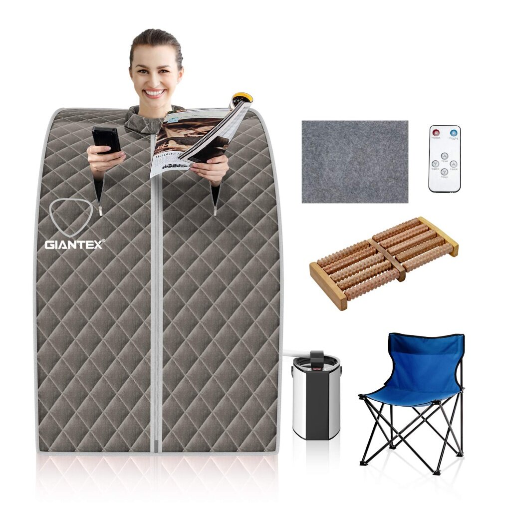 Portable 3L Personal Therapeutic Sauna Temperature & Timer Adjustable W/Chair