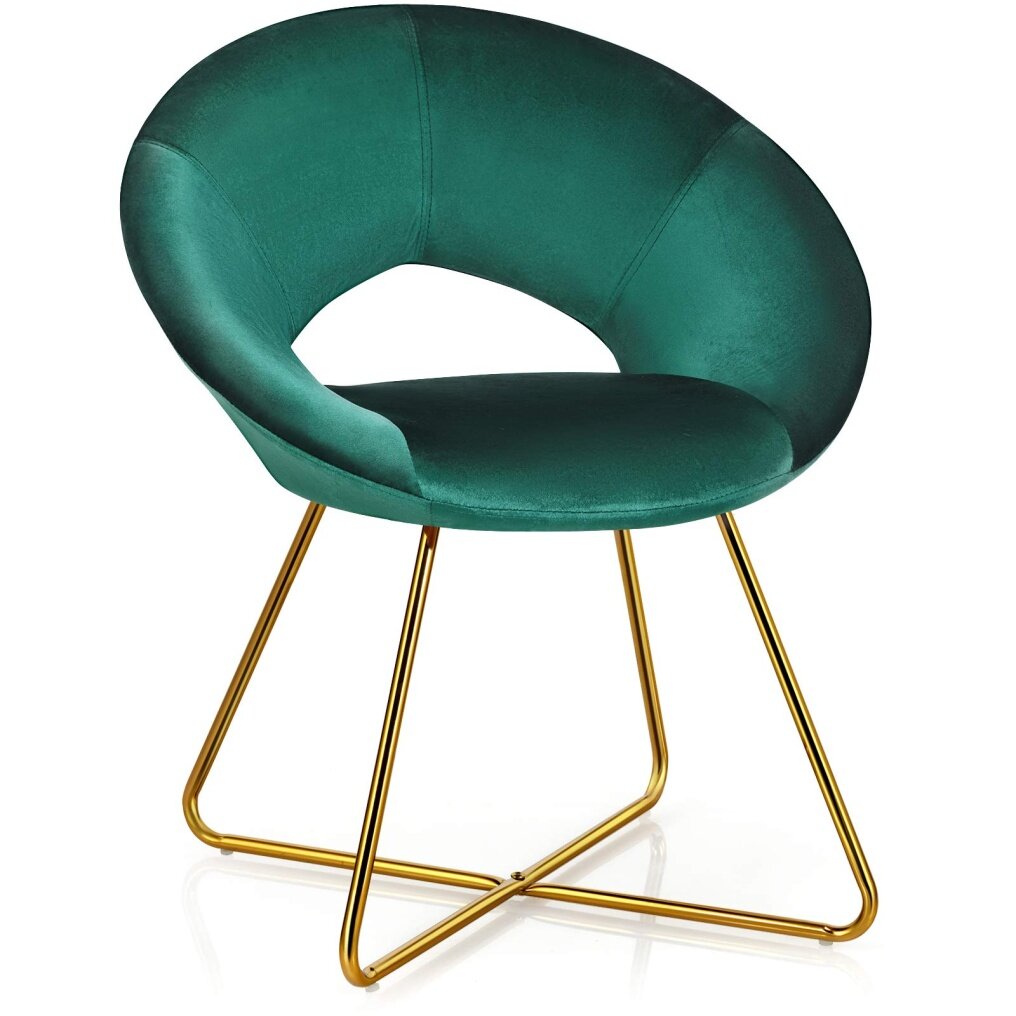 Modern Comfy Cute Upholstered Vanity Desk Chair w/Metal Legs