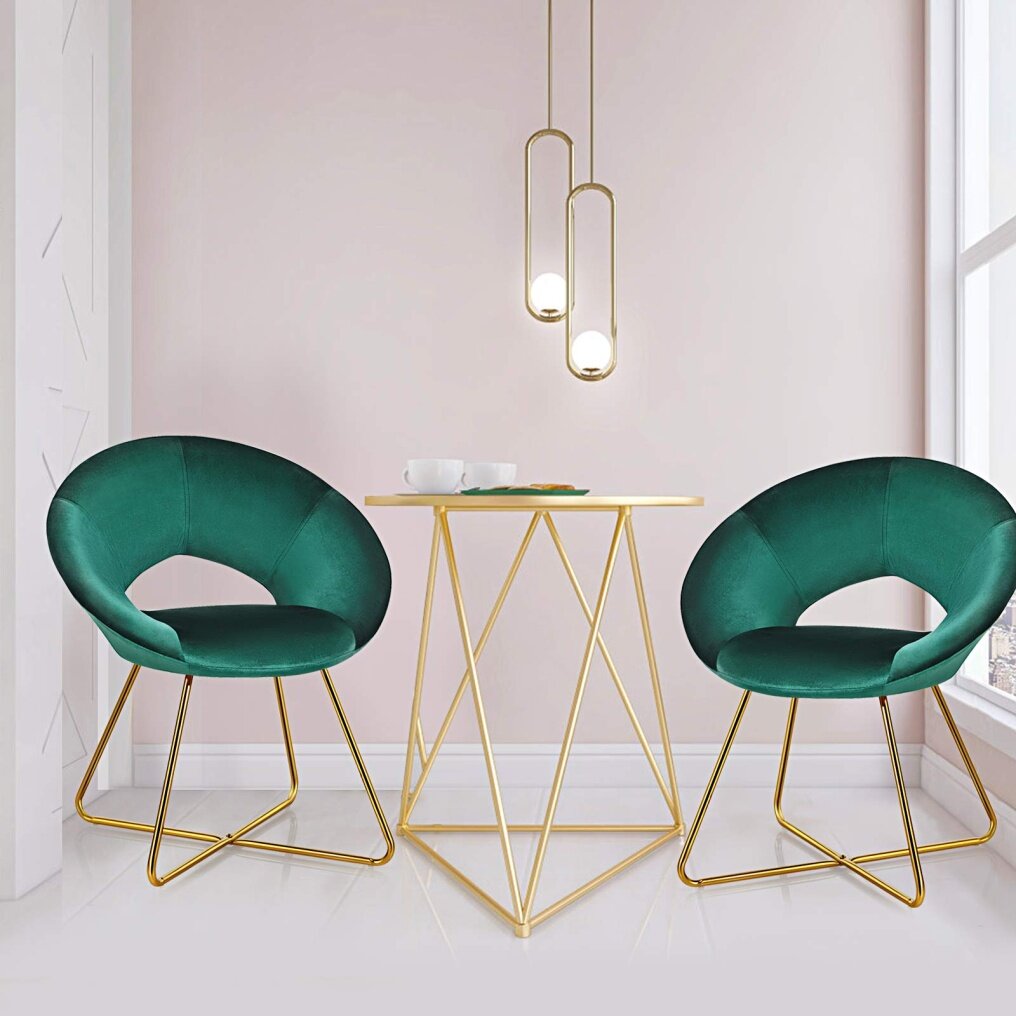 Modern Comfy Cute Upholstered Vanity Desk Chair w/Metal Legs