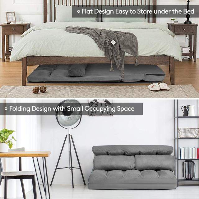 Various Colours Available 6-Position Adjustable Floor Sofa with 2 Pillows