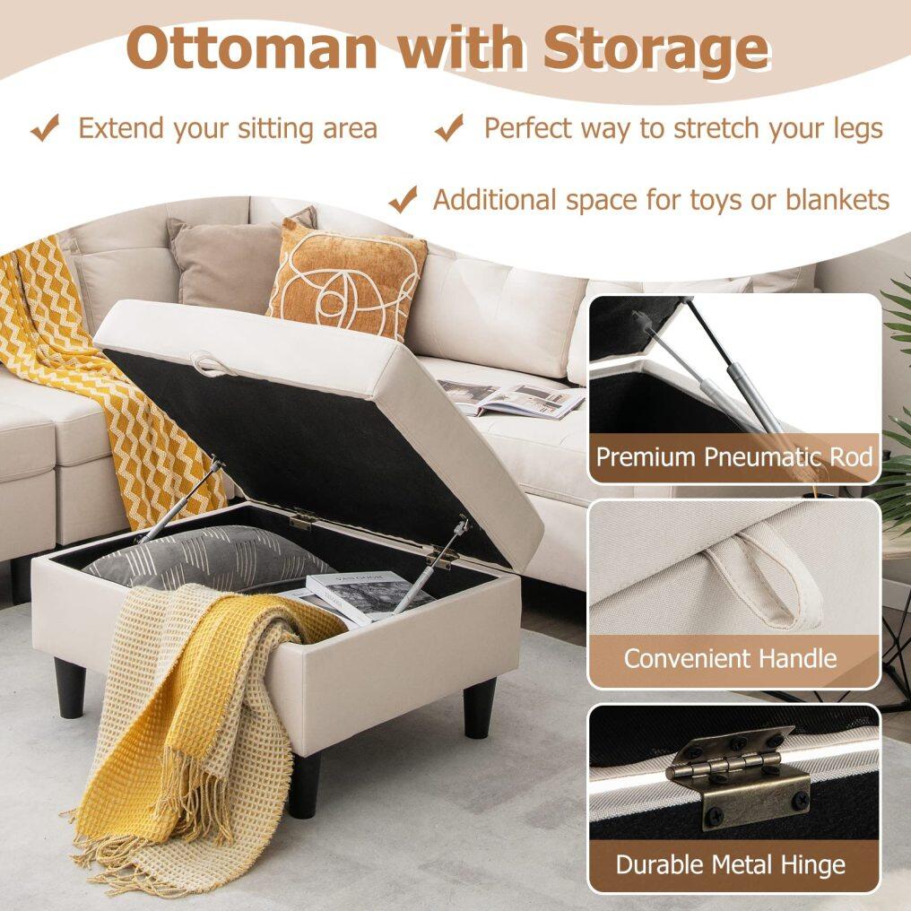 KOMFOTT Modular Sectional Sofa Couch, Reversible L-Shaped Corner Sofa Set with Ottoman