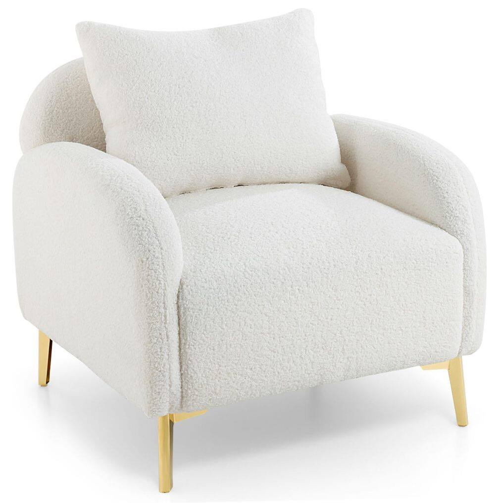 KOMFOTT Modern Accent Chair with Pillow, Upholstered Armchair Single Sofa Chair