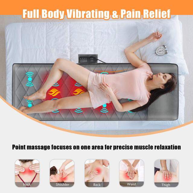 Massage Mat with Heat, 10 Vibration Motors, 5 Vibrating Modes, 3 Heating Pad Massage Mattress Pad