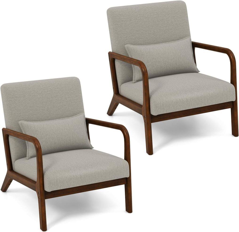 KOMFOTT Mid Century Modern Chair, Indoor Living Room Leisure Accent Chair with Cushioned Seat & Back