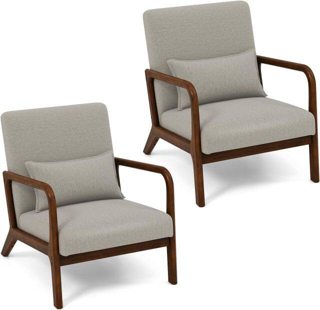 KOMFOTT Mid Century Modern Chair, Indoor Living Room Leisure Accent Chair with Cushioned Seat & Back