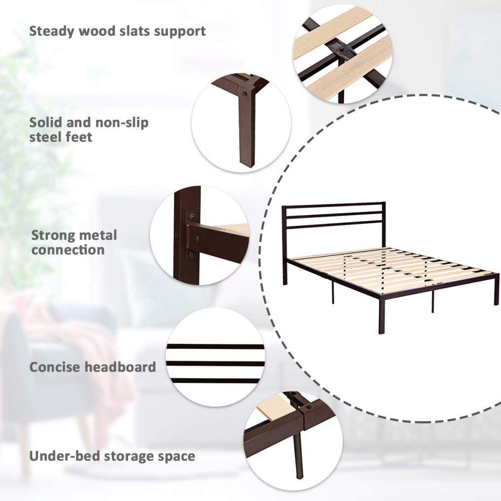 14 Inch Metal Frame Full Size Modern Studio Platform 1500H Wooden Slat Support