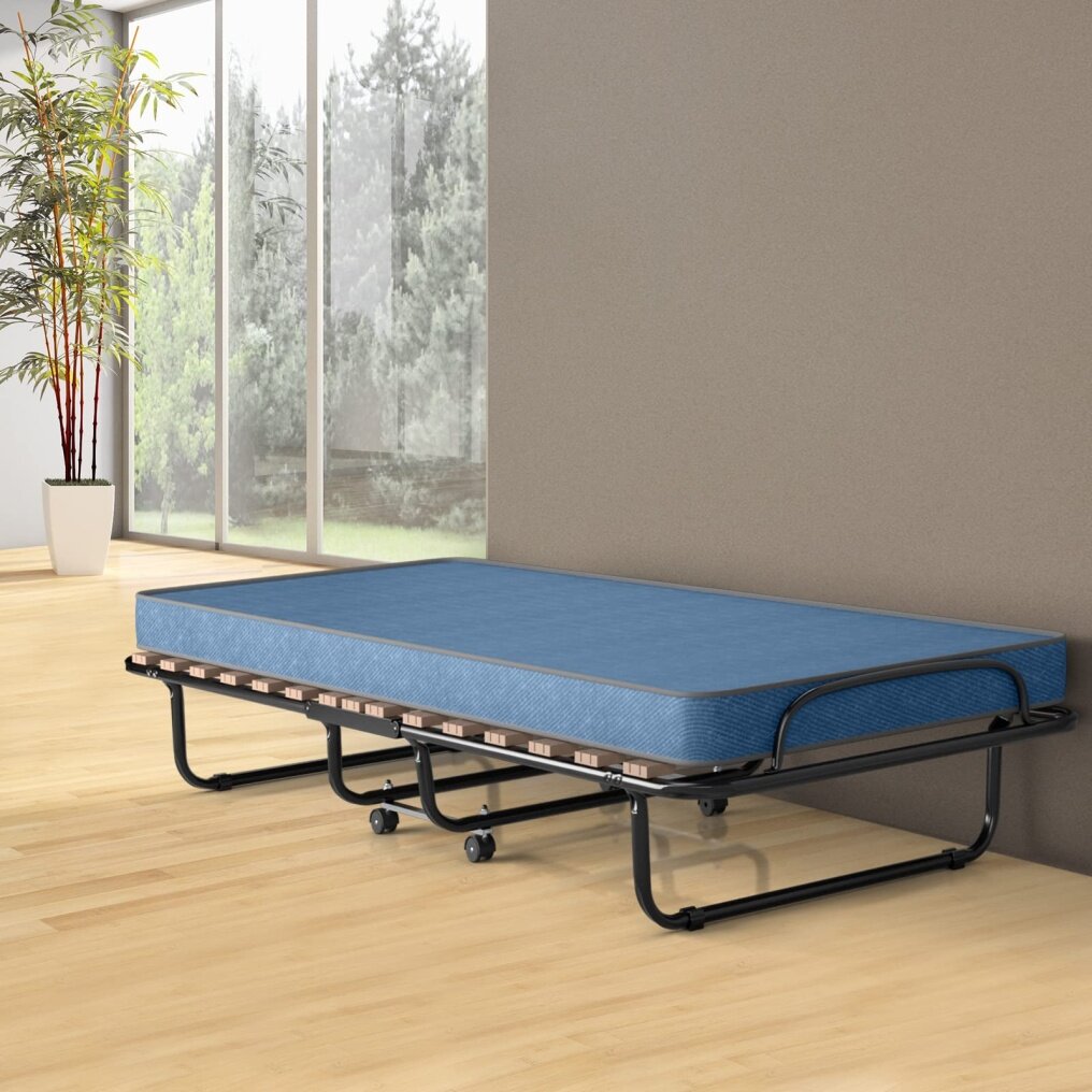Guest Bed Frame Rollaway with Mattress for Adults