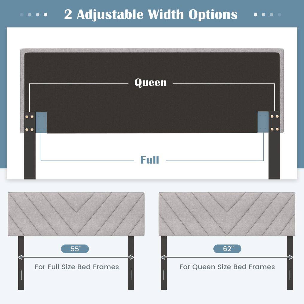 KOMFOTT Linen Fabric Upholstered Headboard for Full/Queen Size Bed, Gray