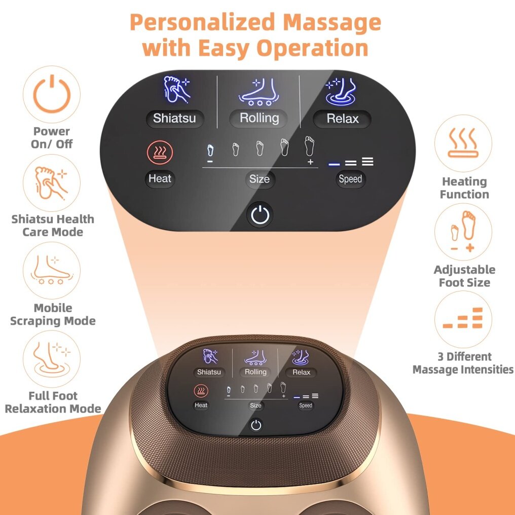 3 Modes & Speeds Shiatsu Foot Massager W/ Heat