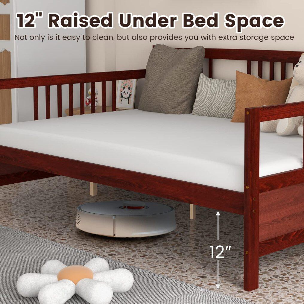 KOMFOTT Wood Daybed Frame Full Size, Sofa Day Bed Frame with Wooden Slats Support