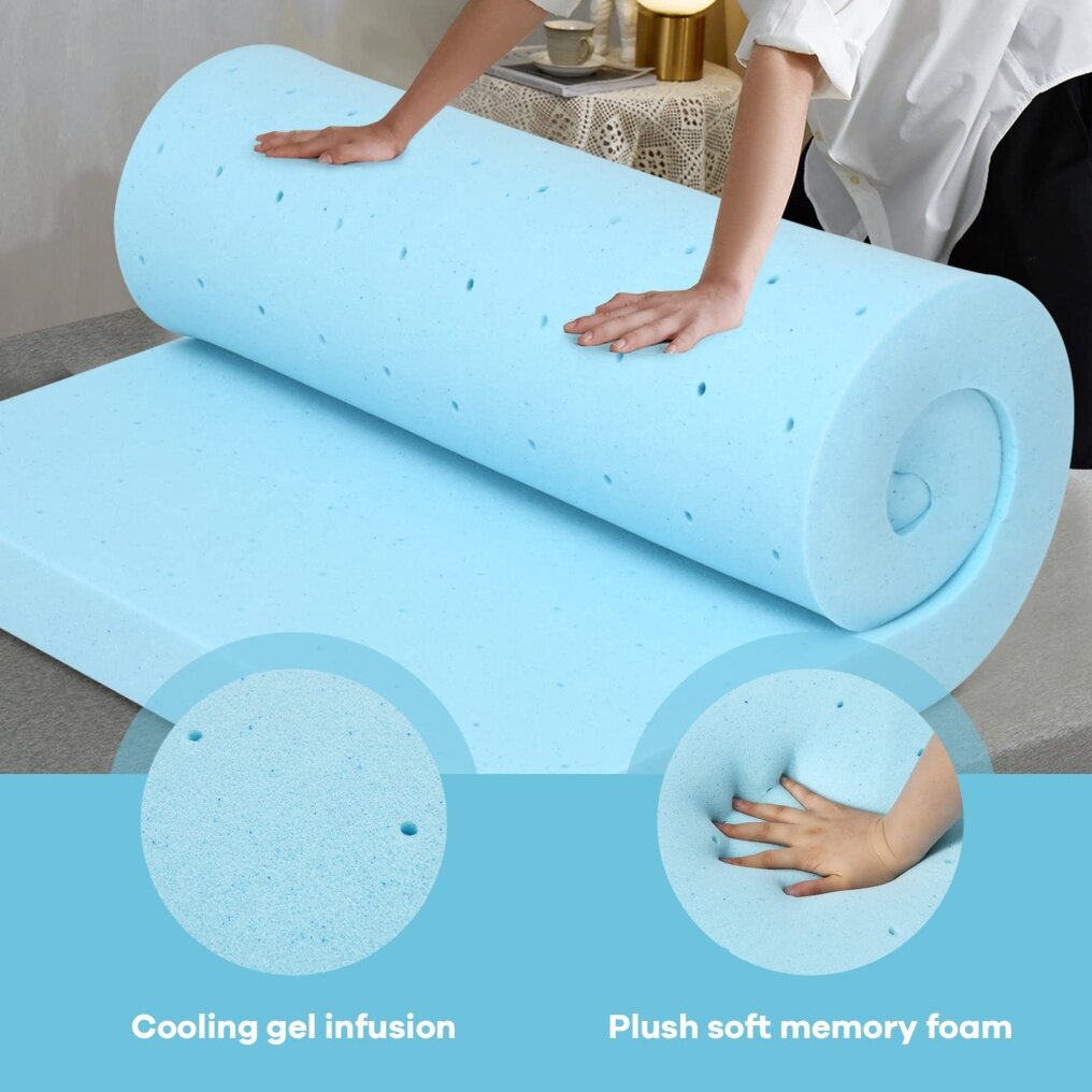 KOMFOTT Mattress Topper, 3 Inch Ventilated Gel Memory Foam Mattress Topper for Twin Size Bed