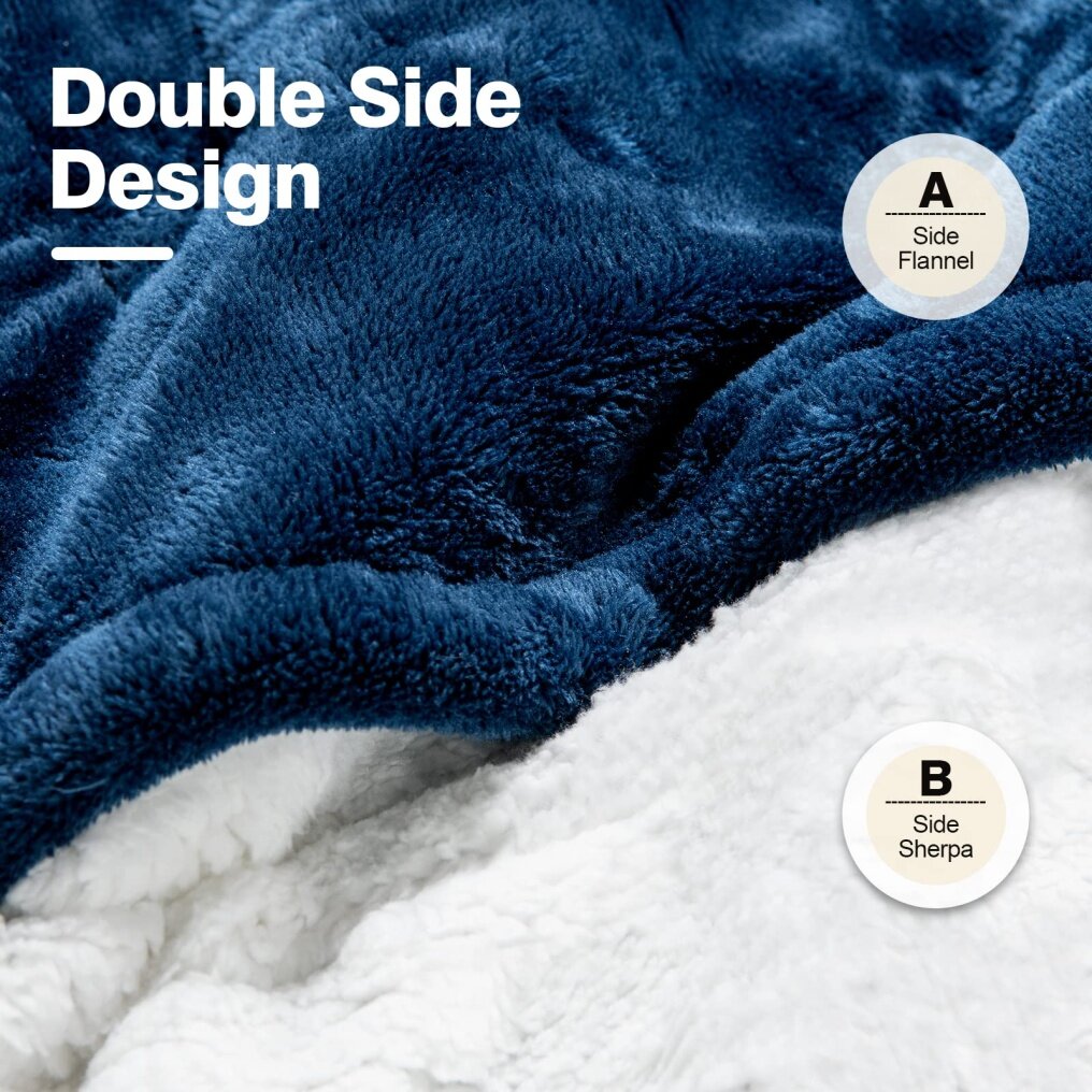 Flannel Sherpa Double Side Electric Heated Blanket 50''x60'' with 5 heating levels