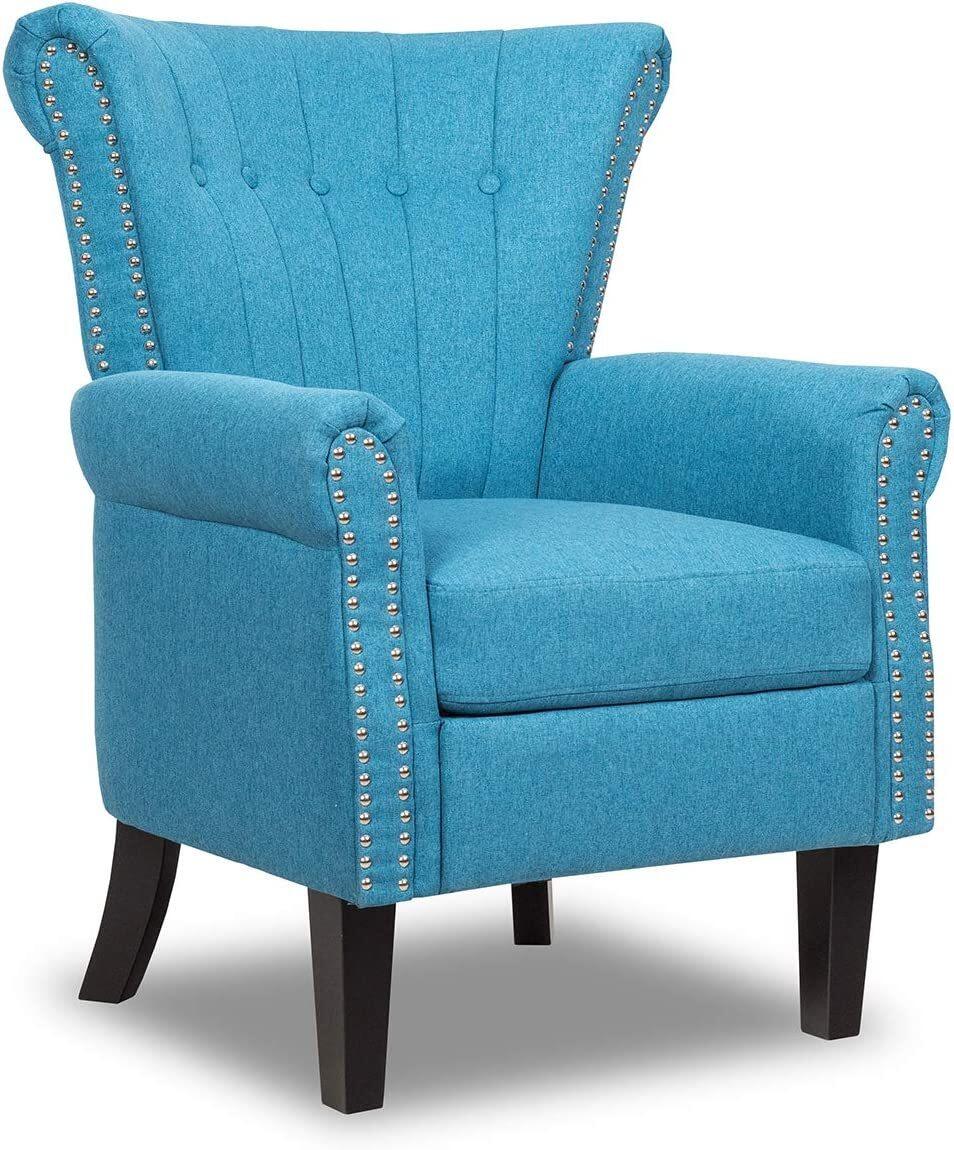 Fabric Accent Chair w/ Adjustable Foot Pads & Nailhead Trim