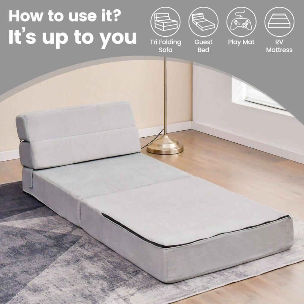 KOMFOTT Tri Folding Sofa Bed, Convertible Sleeper Chair Bed