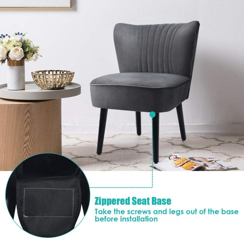 Set of 2 Upholstered Modern Leisure Velvet Accent Chair w/ Adjustable Foot Pads