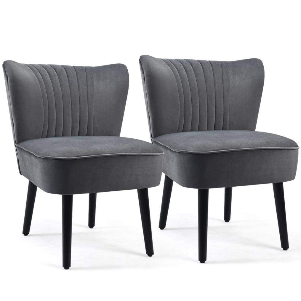 Set of 2 Upholstered Modern Leisure Velvet Accent Chair w/ Adjustable Foot Pads