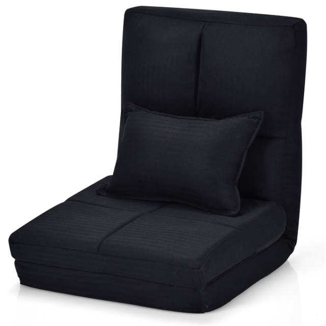 6-Position Reclining Backrest Convertible Floor Sofa Bed with One Pillow
