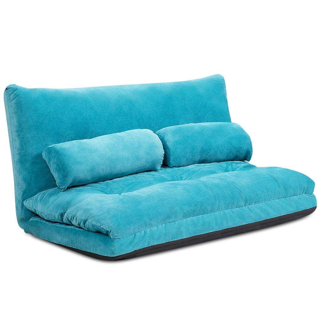 Multi-Functional 6-Position Foldable Lazy Floor Sofa with 2 Pillows