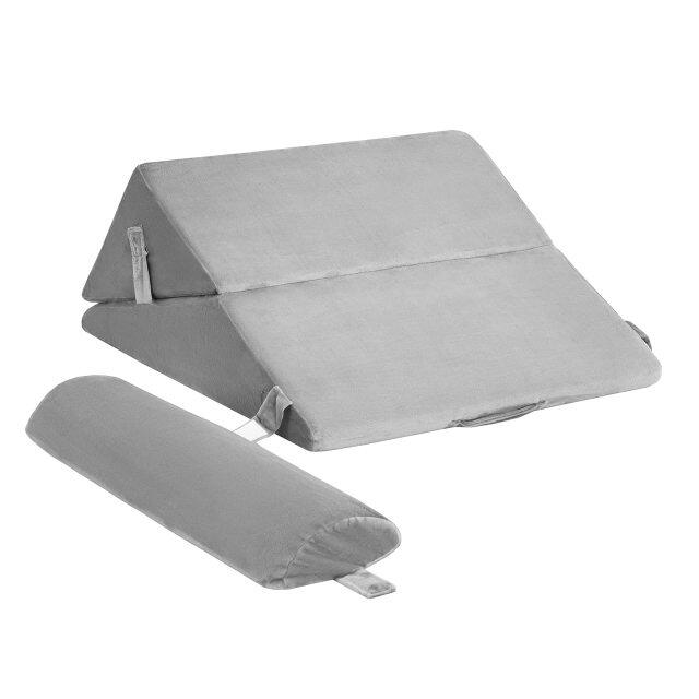 Bed Wedge Pillow with Adjustable Back Support Detachable Headrest