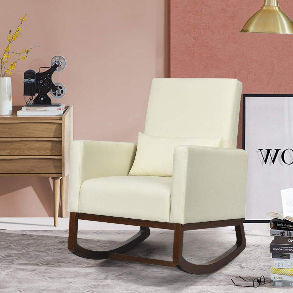 Wooden Tapered & Rocking Dual Legs Multifunctional Upholstered Accent Chair | Rocking Chair