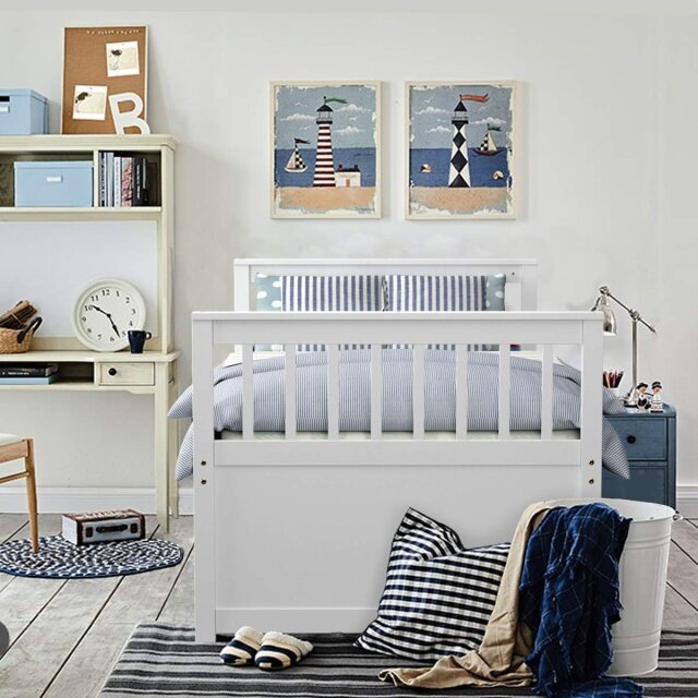 Twin Captain’s Bed with Trundle Bed, Wood Storage Daybed with 3 Storage Drawers